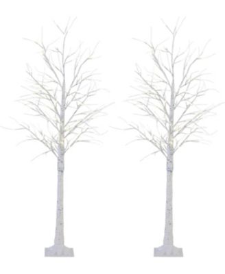 Fall Decor Party Indoor Outdoor 2 Pack Lighted Birch Trees