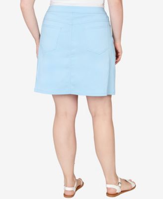 Plus Size Solid Tech Stretch Pull On Skirt