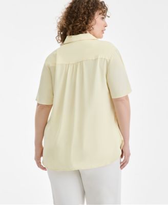 Plus Size Button-Front Short-Sleeve Shirt