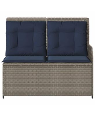 Reclining Patio Bench Grey PE rattan Standard outdoor bench size