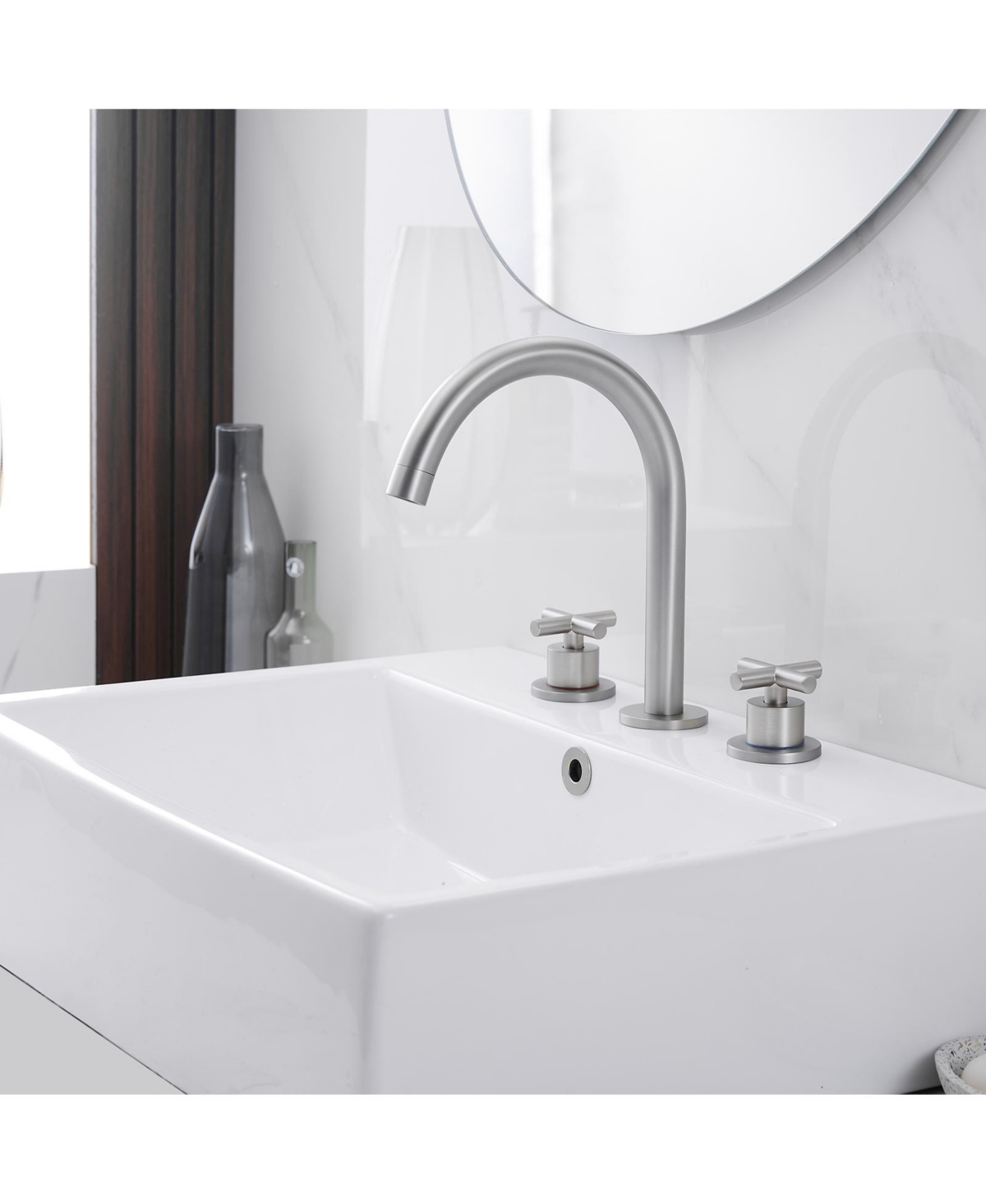 Greenspring 8 in. Widespread Double Handle High Arc Spout Bathroom Faucet in Brushed Nickel