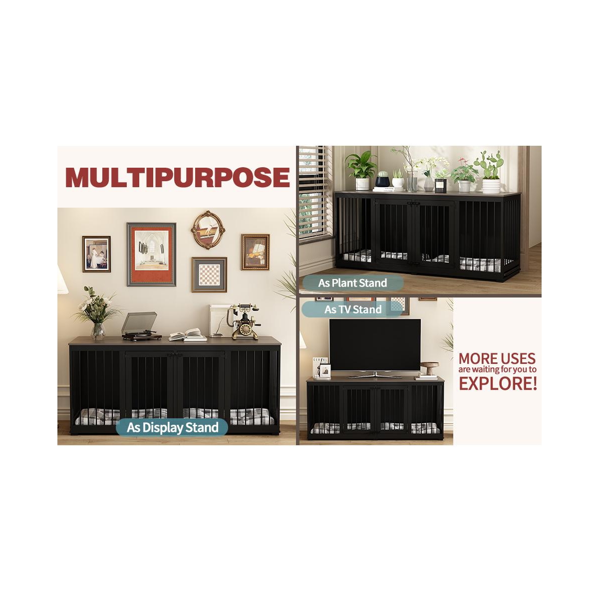 Homsee Dog Crate Furniture with Trays and Divider for Large Medium Dog