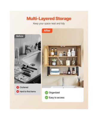 Over Toilet Bathroom Wall Cabinet with 2 Doors and Shelves