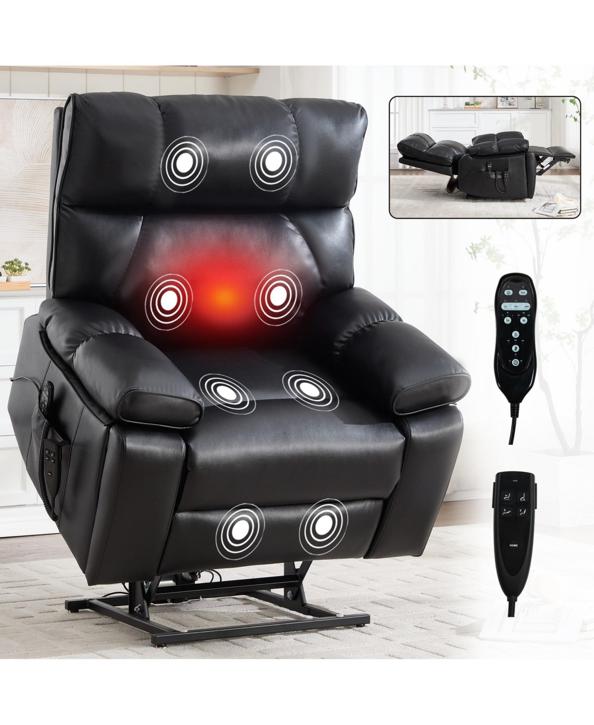 Boyel Living Massage Dual Motor Infinite Position Recliners Electric Lift Chair with Cup Holders and Power-Remote