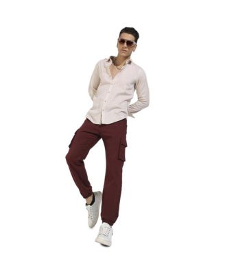 Men's Beige Basic Oxford Shirt