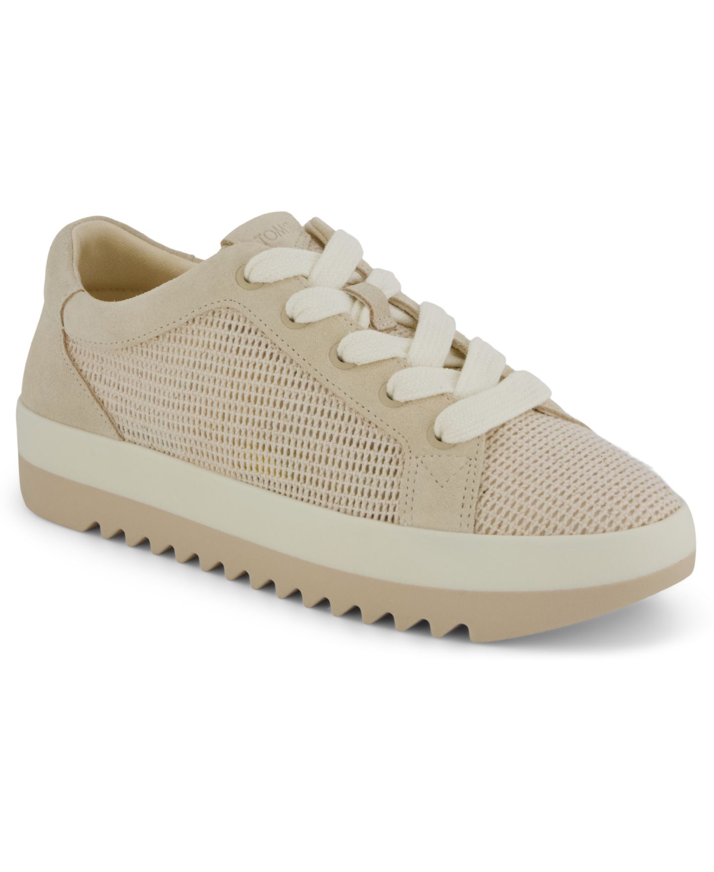 Женские кроссовки TOMS Rea Lace-Up Platform, цвет: Бежевый сетчатый замшевый — фото 1