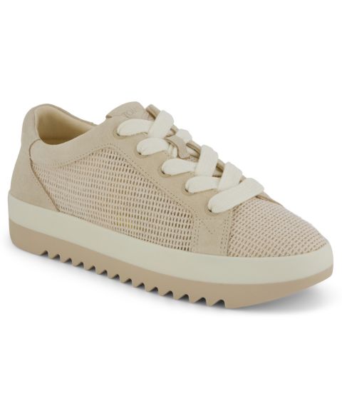 Женские кроссовки TOMS Rea Lace-Up Platform, цвет: Бежевый сетчатый замшевый
