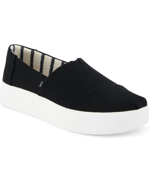 Женские кроссовки TOMS Asher Platform Slip-On, цвет: Чёрный холщовый