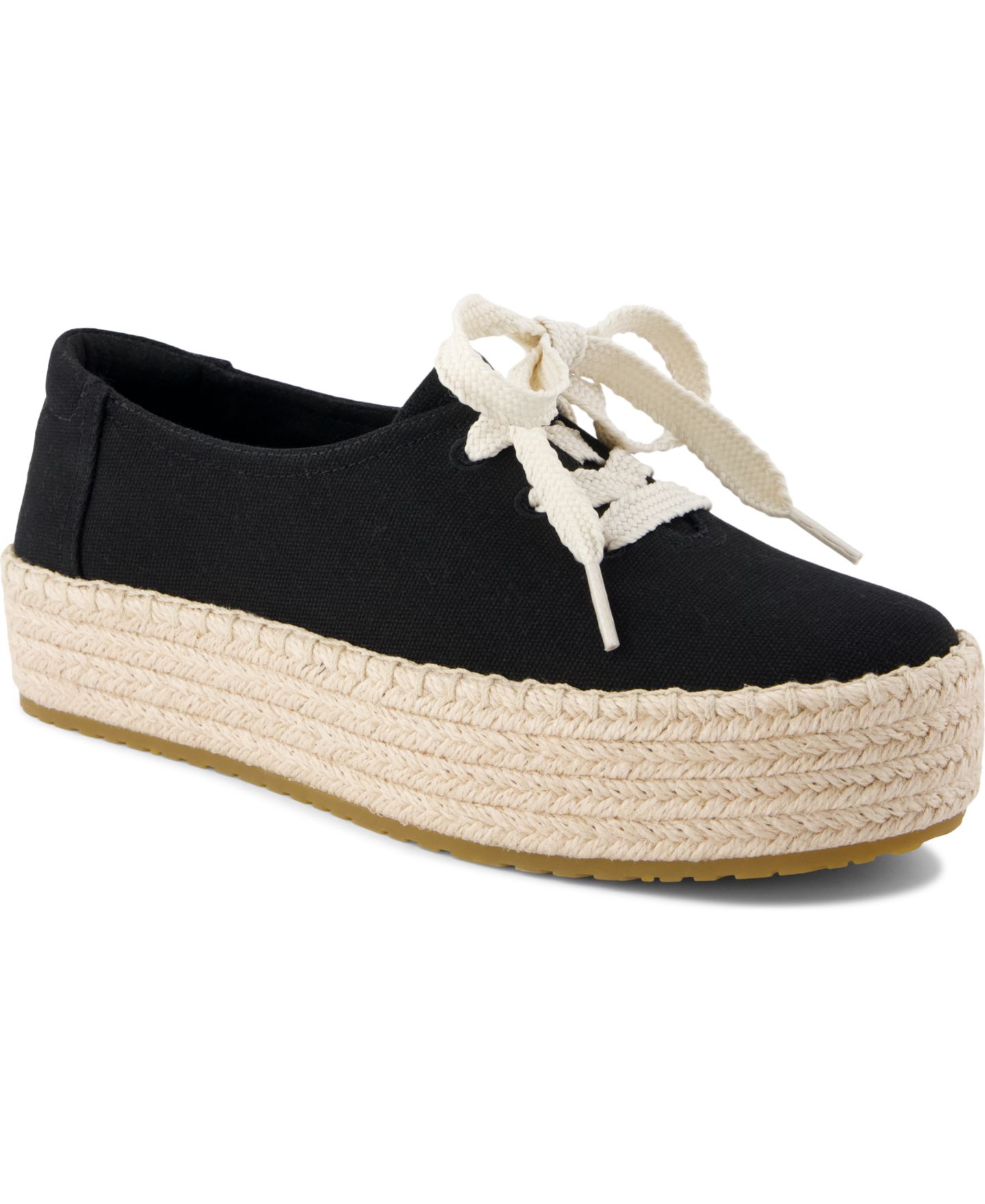 Женские кроссовки TOMS Valencia Lace-Up Espadrilles, цвет: Чёрный холщовый — фото 1