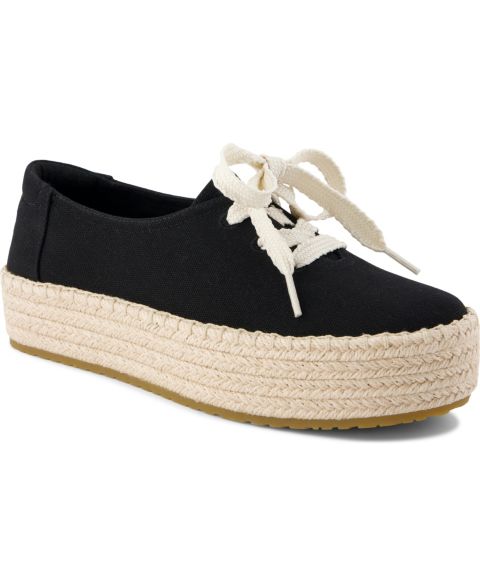 Женские кроссовки TOMS Valencia Lace-Up Espadrilles, цвет: Чёрный холщовый