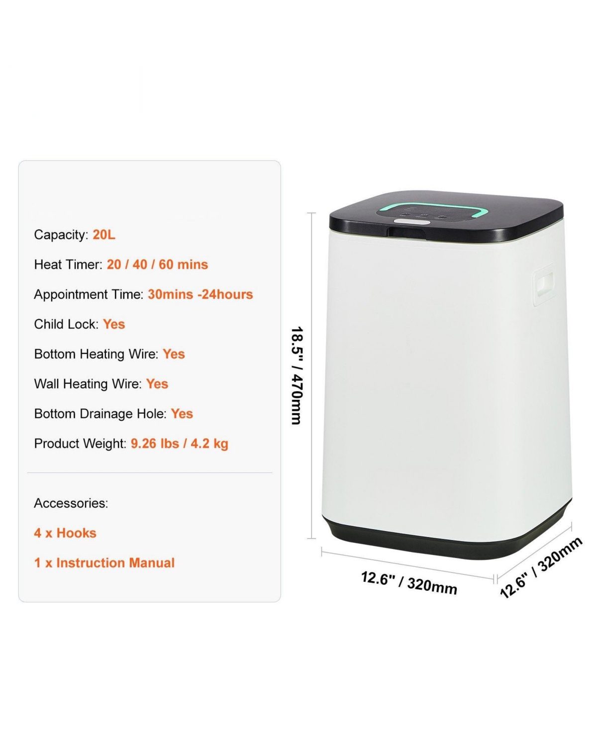 Ecooso Towel Warmer for Bathroom, Large Bucket with Child Lock, Temp Indicator, 24H Timer & Auto Shut-Off, Fits 4 Towels, Blankets & Clothes