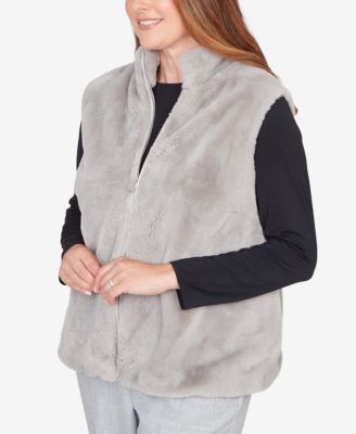 Women's Stockbridge Plush Faux Fur Zip Front Vest Jacket