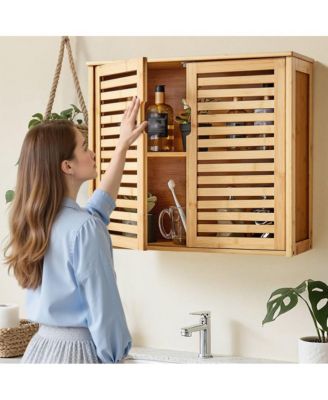 Bathroom Wall Cabinet with Doors and Adjustable Shelves