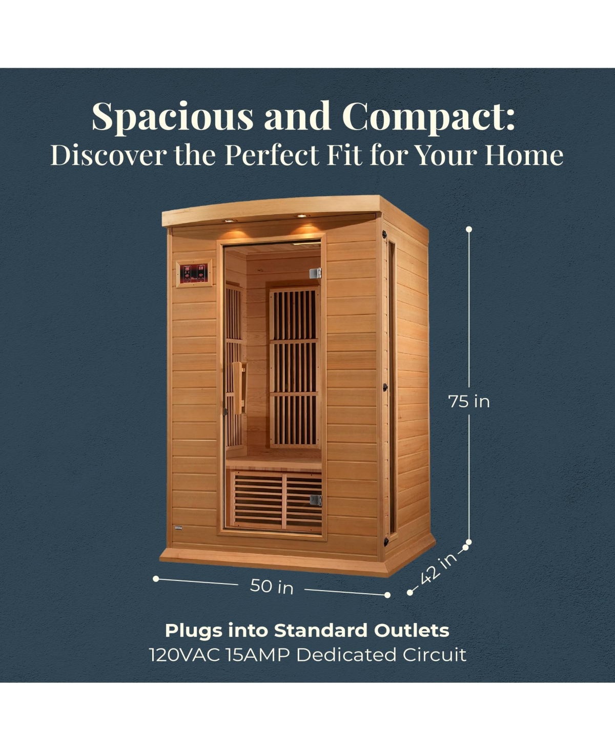 Dynamic Saunas Toulouse 2 Person Infrared Sauna w/Speakers, Canadian Hemlock