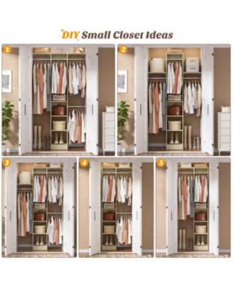 4FT Small Closet Organizer with 4 Rods and 3 Shelves, 48'' Closet System for Small Space