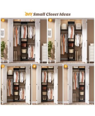 4FT Small Closet Organizer with 4 Rods and 3 Shelves, 48'' Closet System for Small Space