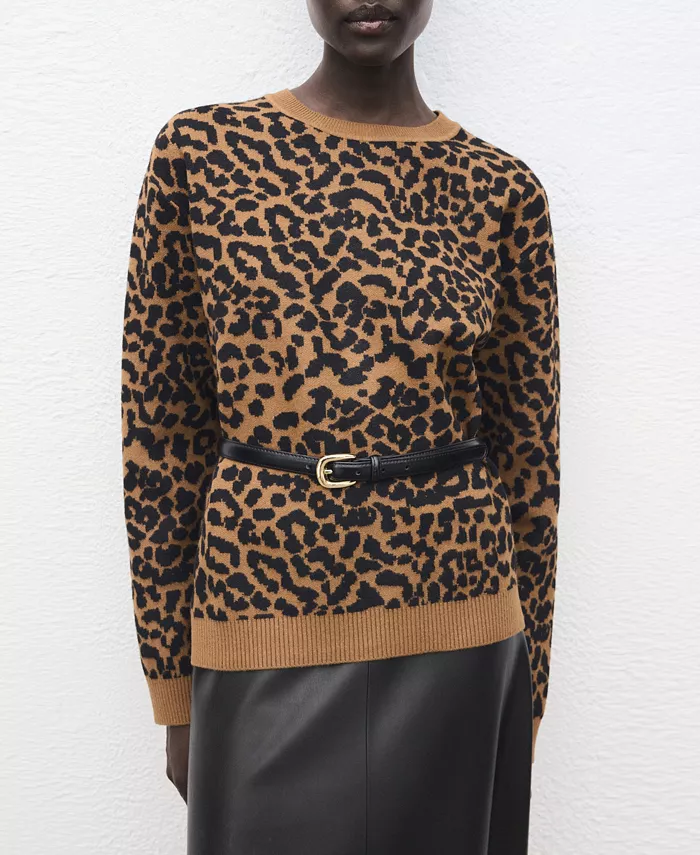 Women's Leopard-Print Knitted Sweater - thumbnail 7