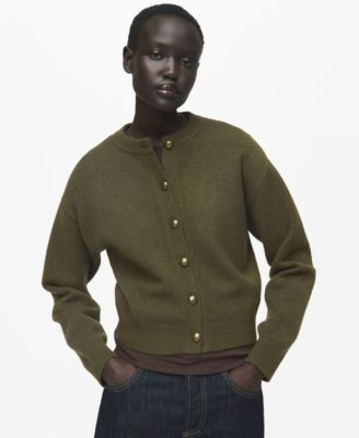 MANGO - Women's Buttons Chunky-Knit Cardigan