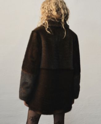 Women's Shirt Collar Fur-Effect Coat