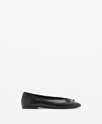 Women's Bow Leather Ballet Flats