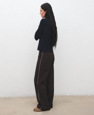 Women's Ribbed Polo-Neck Buttons Sweater