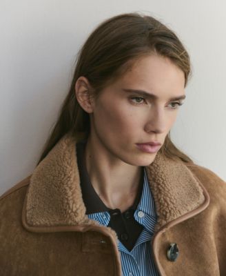 Women's Faux-Shearling Leather-Effect Coat