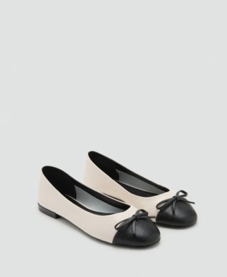 MANGO - Women's Bow Leather Ballet Flats