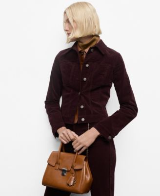 MANGO - Women's Seam Detail Velvet Bomber Jacket