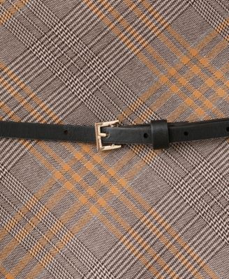 Women's Belt Checked Skirt