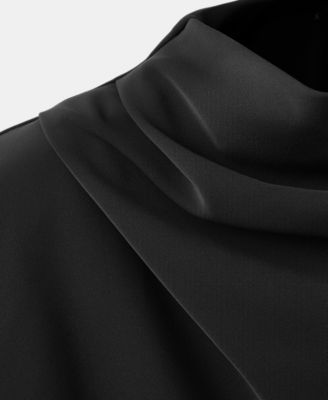 Women's Draped Neck Long-Sleeved Dress