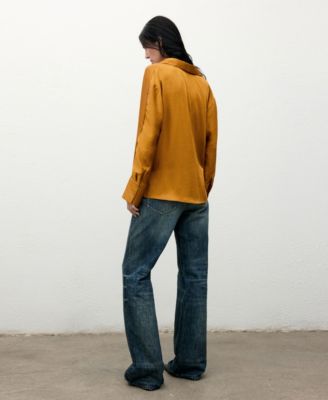 Women's Cross-Over Satin Blouse