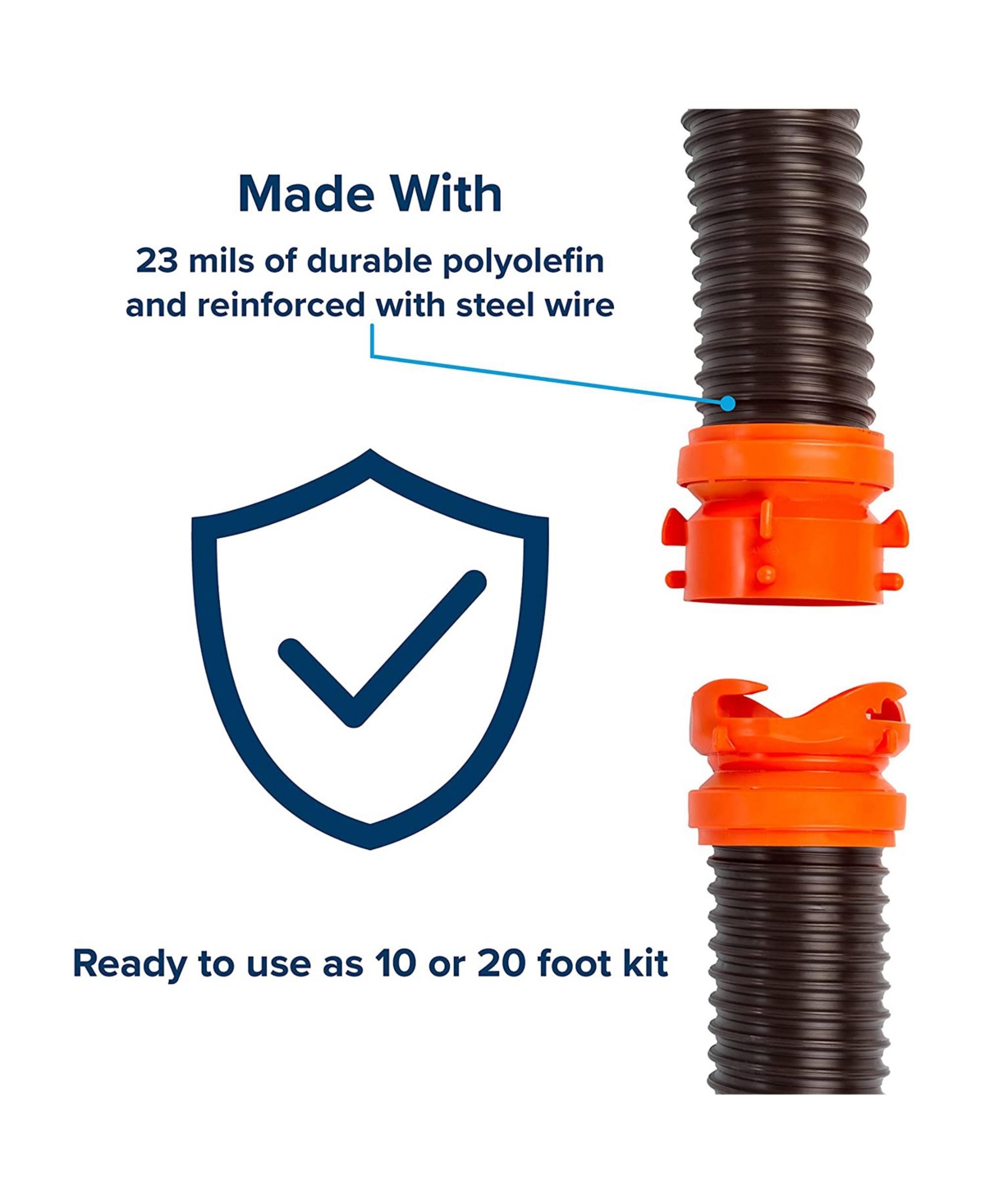 Camco RhinoFLEX 20 Foot Rv Sewer Hose Kit with Pre Attached Bayonet Fittings