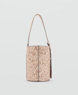 Women's Leather And Fur Bucket Bag