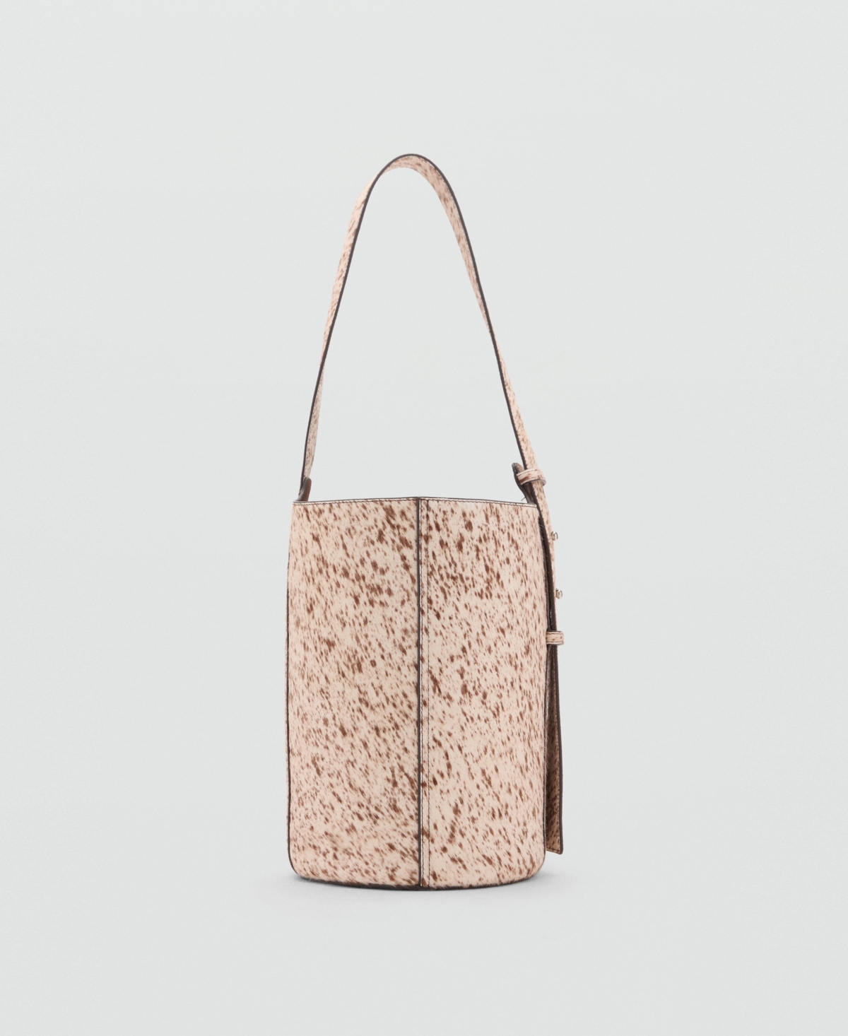 Mango Women's Leather And Fur Bucket Bag In Neutral