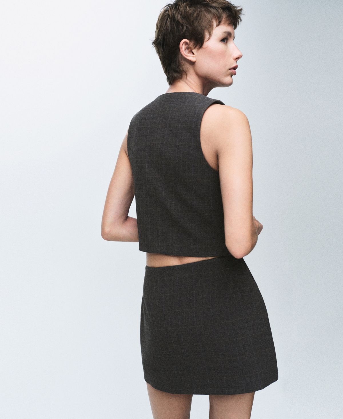 Mango Women's Check Wrap Skirt In Brown