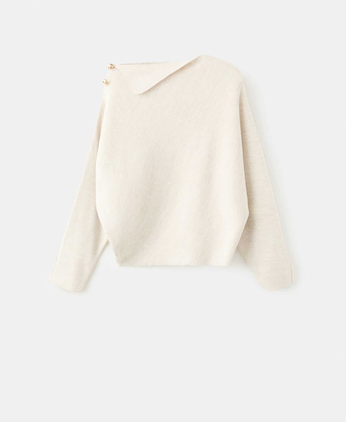 Mango Women's Asymmetrical Neck And Jewel Buttons Sweater In White