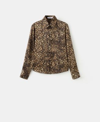 Women's Leopard-Print Satin Shirt