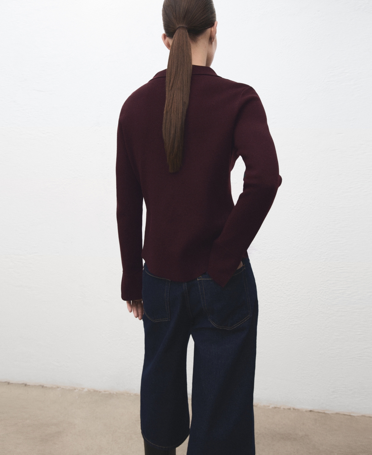 Mango Women's Shirt Collar Cardigan In Burgundy