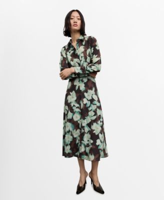 MANGO - Women's Printed Belt Shirt Dress