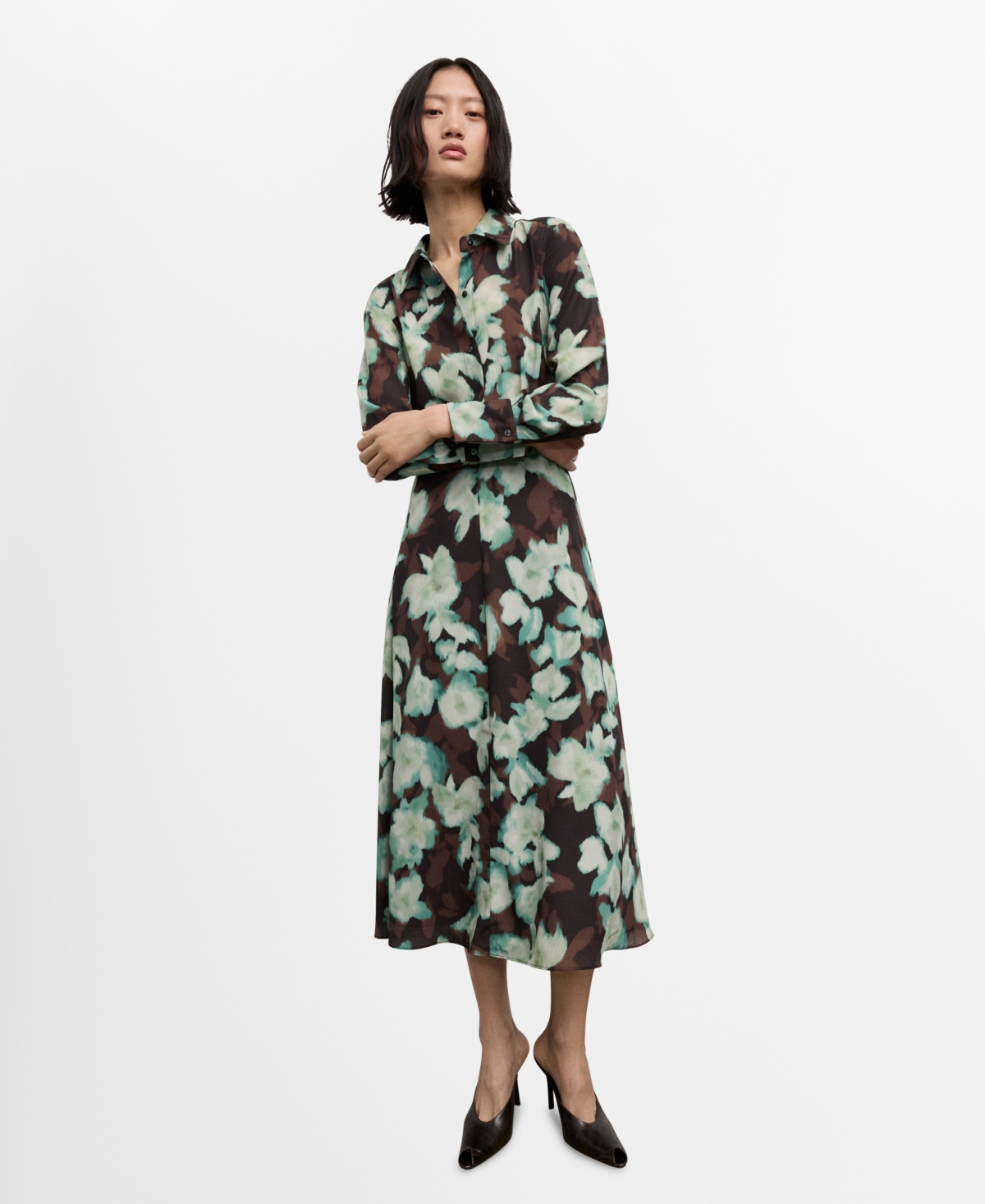 Mango Women's Printed Belt Shirt Dress