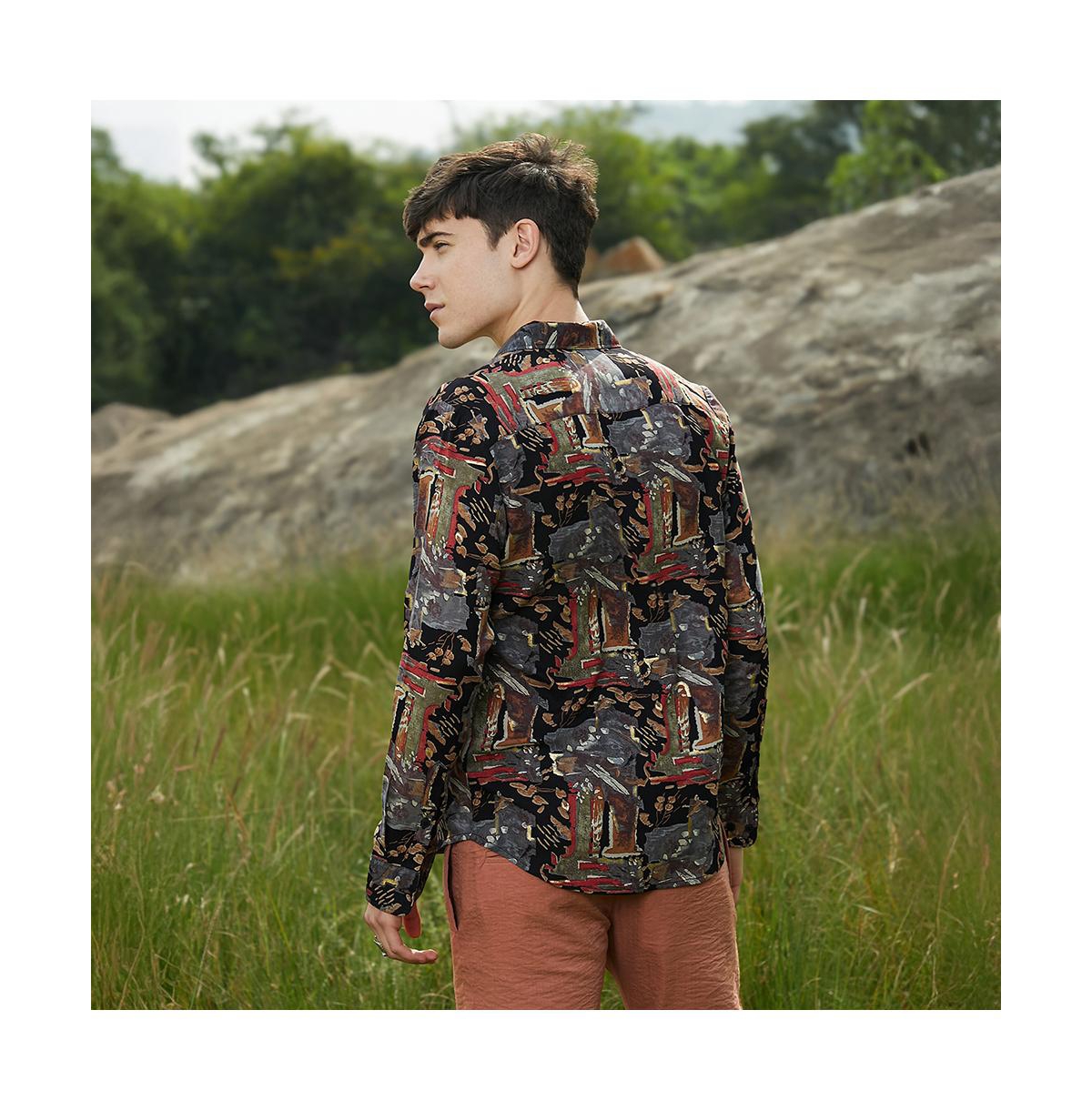 Campus Sutra Men's Impressionistic Foliage Shirt