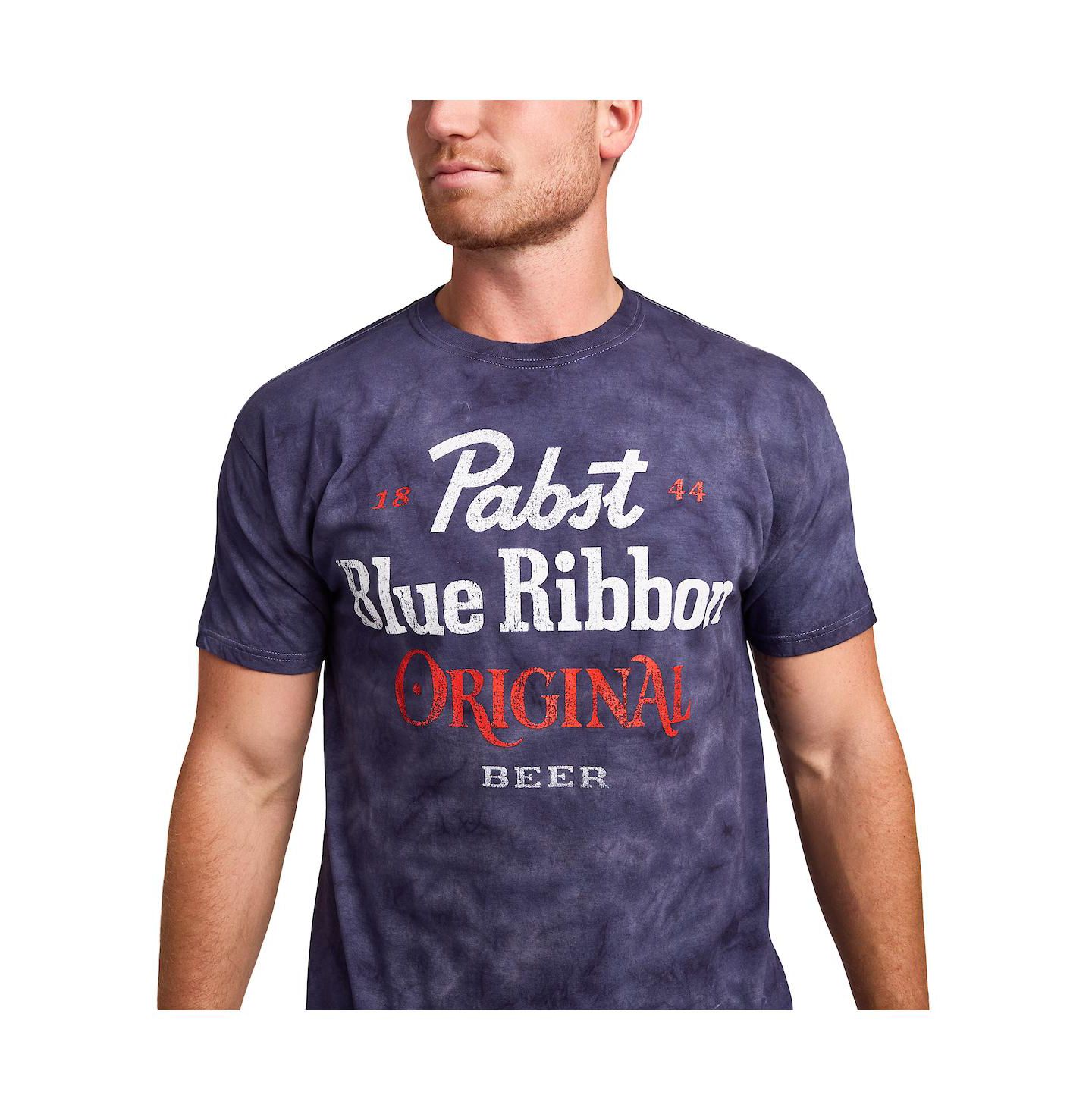 Мужская футболка Pabst Blue Ribbon Original Blue Crystal Wash Crew Neck Short Sleeve T-shirt-Medium, цвет: Тёмно-синий варёный — фото 4