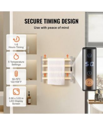 4 Bars Towel Warmer Rack, Wall Mounted Heated Towel Rack for Bathroom