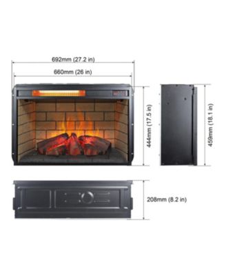 26 inch infrared quartz heater fireplace insert -woodlog version with brick