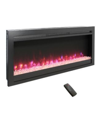 44 inch in wall recessed electric fireplace with remote and multi color flame & emberbed, LED light heater