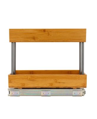 Glidez Bamboo Pull-Out Storage Organizer, 2 -Tier Design, Natural and Chrome