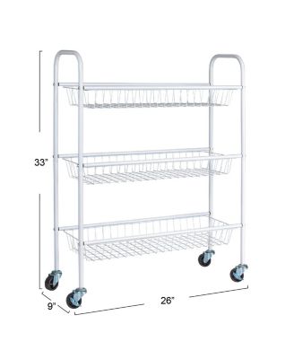 3-Tier Slim Storage Cart, White