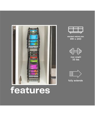 Glidez Multipurpose Paint-Finished Steel Pull-Out Storage Organizer, 2-Tier Design, Black