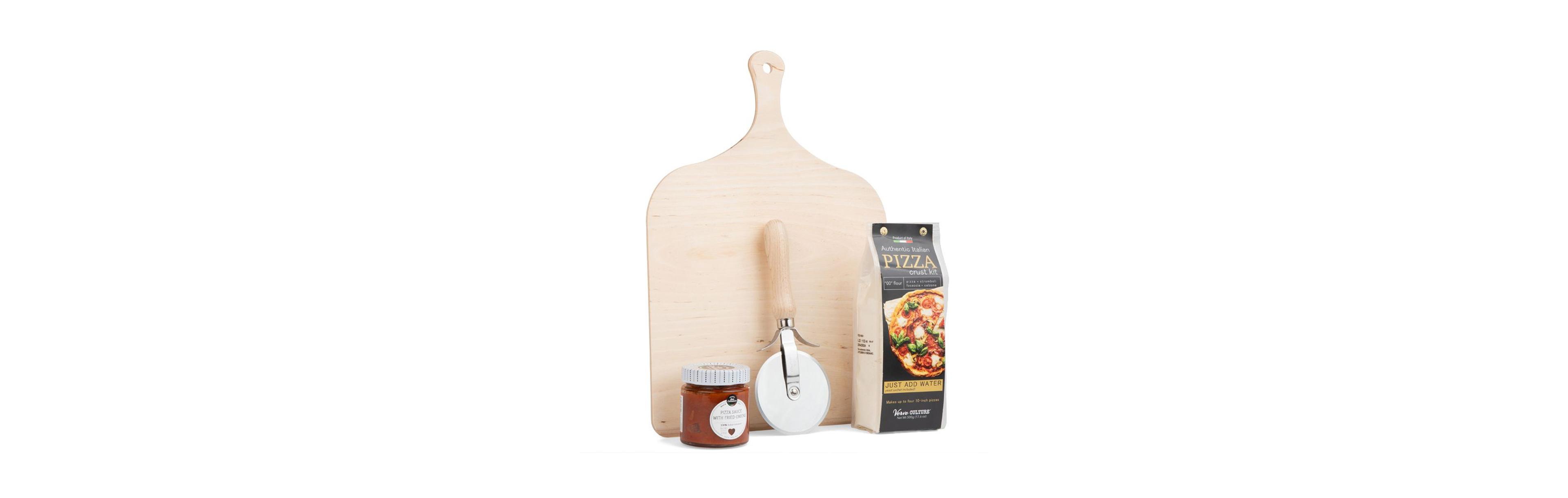 Verve Culture Italian Beechwood Pizza Slicer and Tray Set