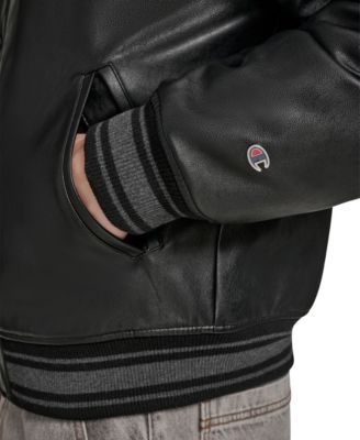 Men's Faux Leather Varsity Jacket